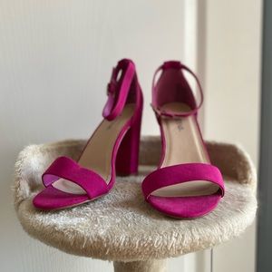 ~ hot pink suede heels ~